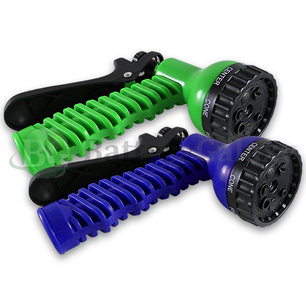 FENZER 2-Pack Adjustable Hose Nozzles | 7 Spray Patterns Throttle | Blue / Green