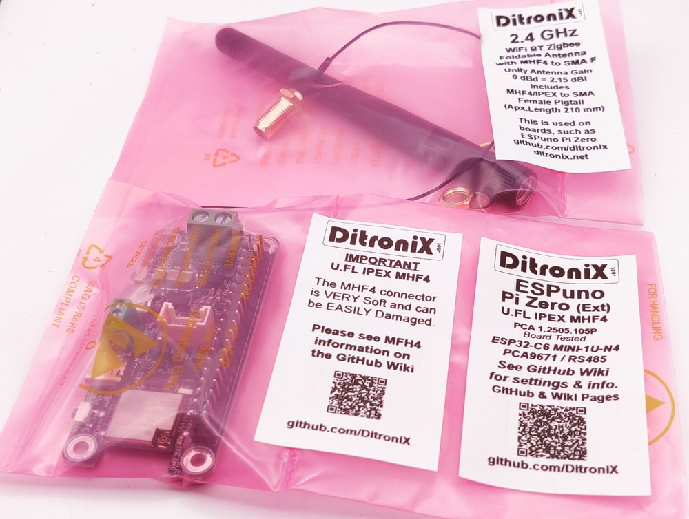 ESPuno Pi Zero ESP32-C6-1U STEM Maker DevKit SDK 60V DC Grove RS485 DMX MODBUS