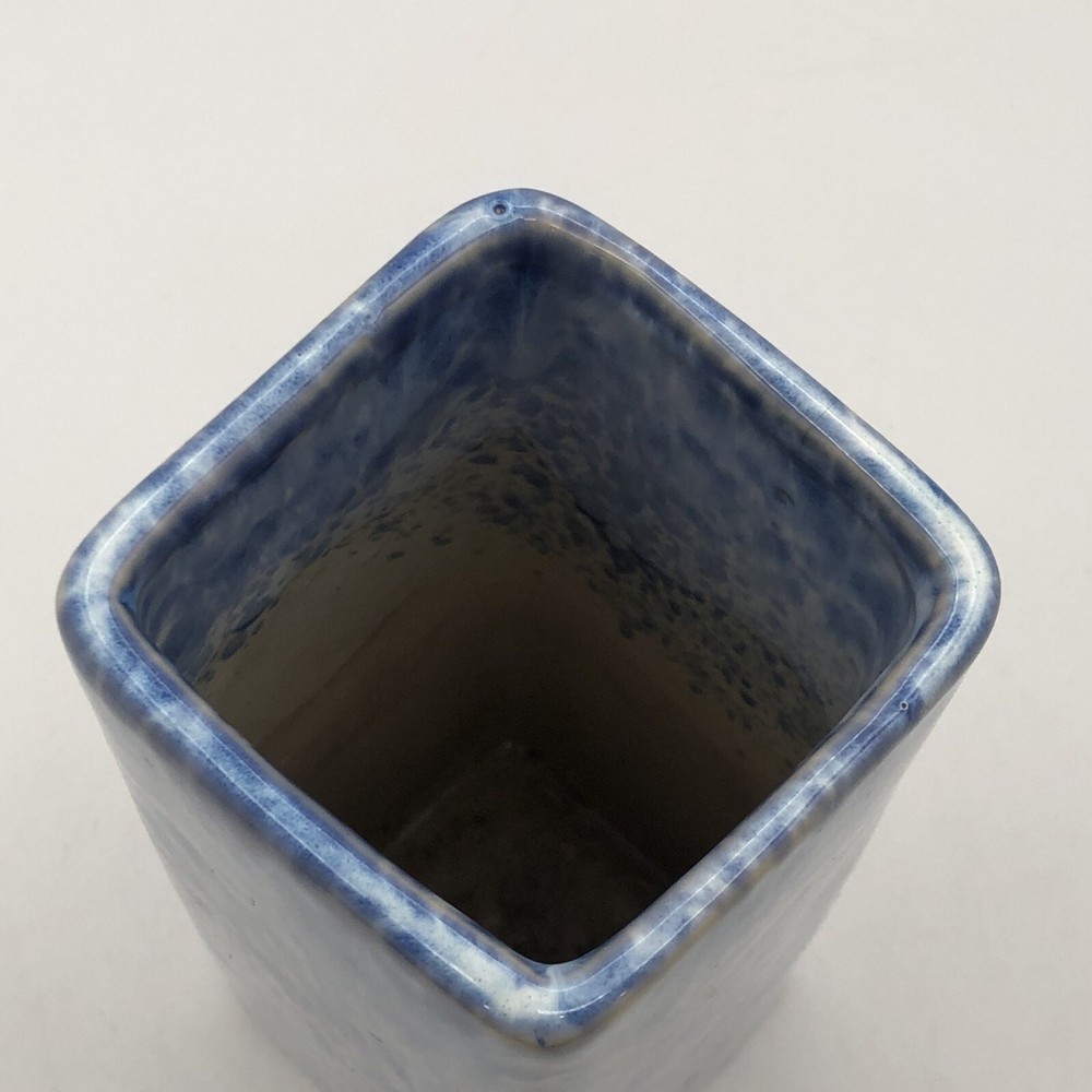 Studio Crafted Blue Square Brioche Glaze Vase
