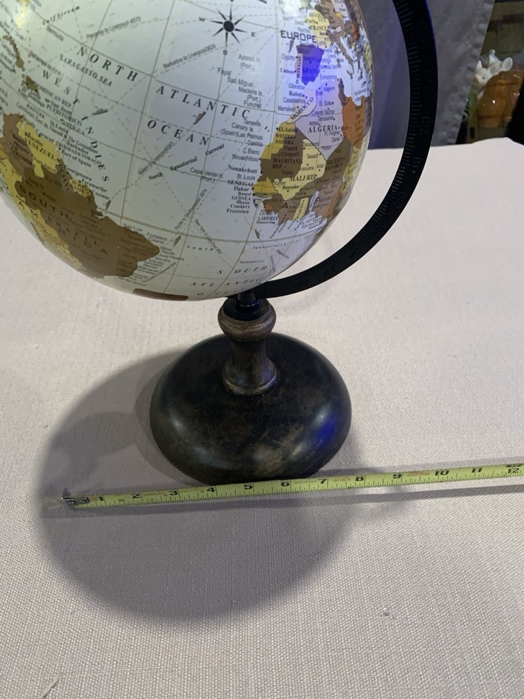 Rustic Primitive World Globe With Base 8” Globe 13” With Base. Home Decor