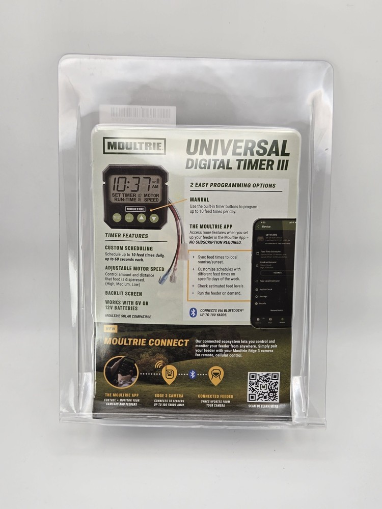Moultrie Universal Digital Timer III Deer Feeder Timer, Bluetooth, 10 Feeds