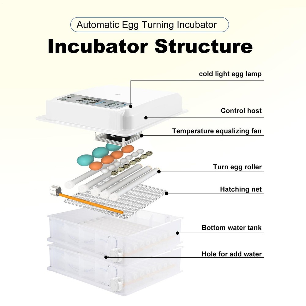 120 Eggs Incubator Digital Clear Poultry Hatching Machine Automatic Turn 0℃-50℃