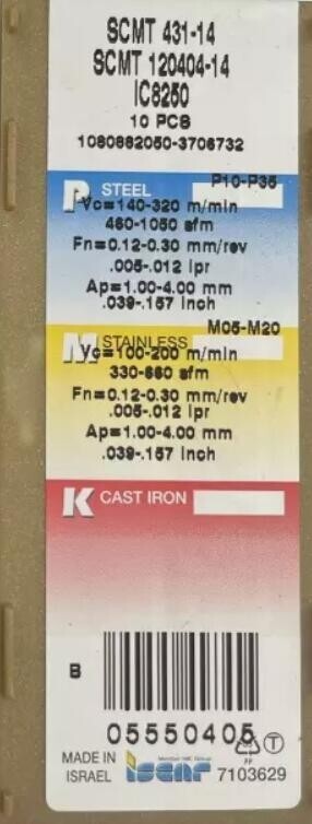 GENUINE  INSERTS     10 PCS             SCMT 120404-14 IC8250