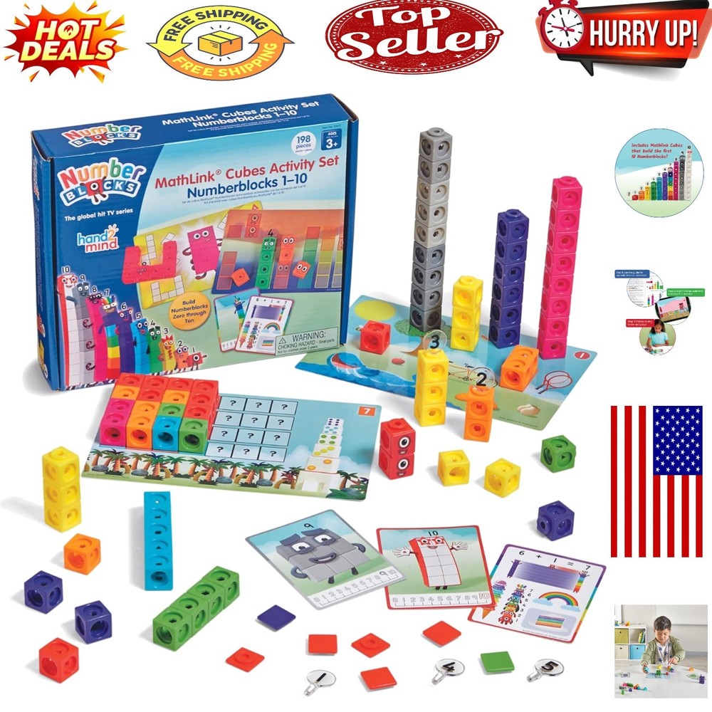 Educational Numberblocks 1-10 MathLink Cubes Set - 100 Pieces for Fun Learning