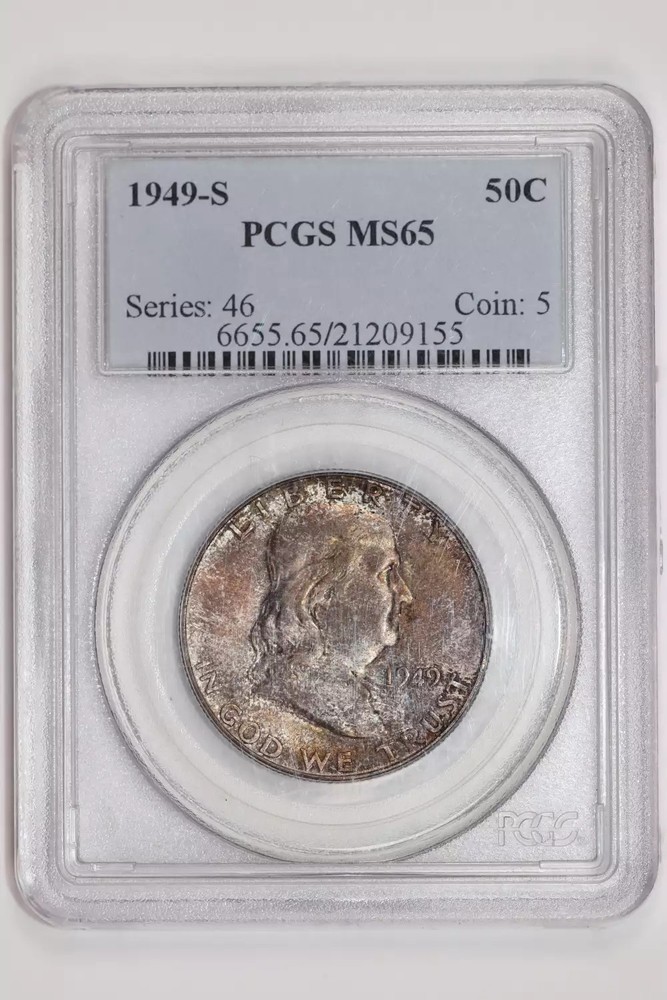1949-S FRANKLIN HALF DOLLAR PCGS MS65