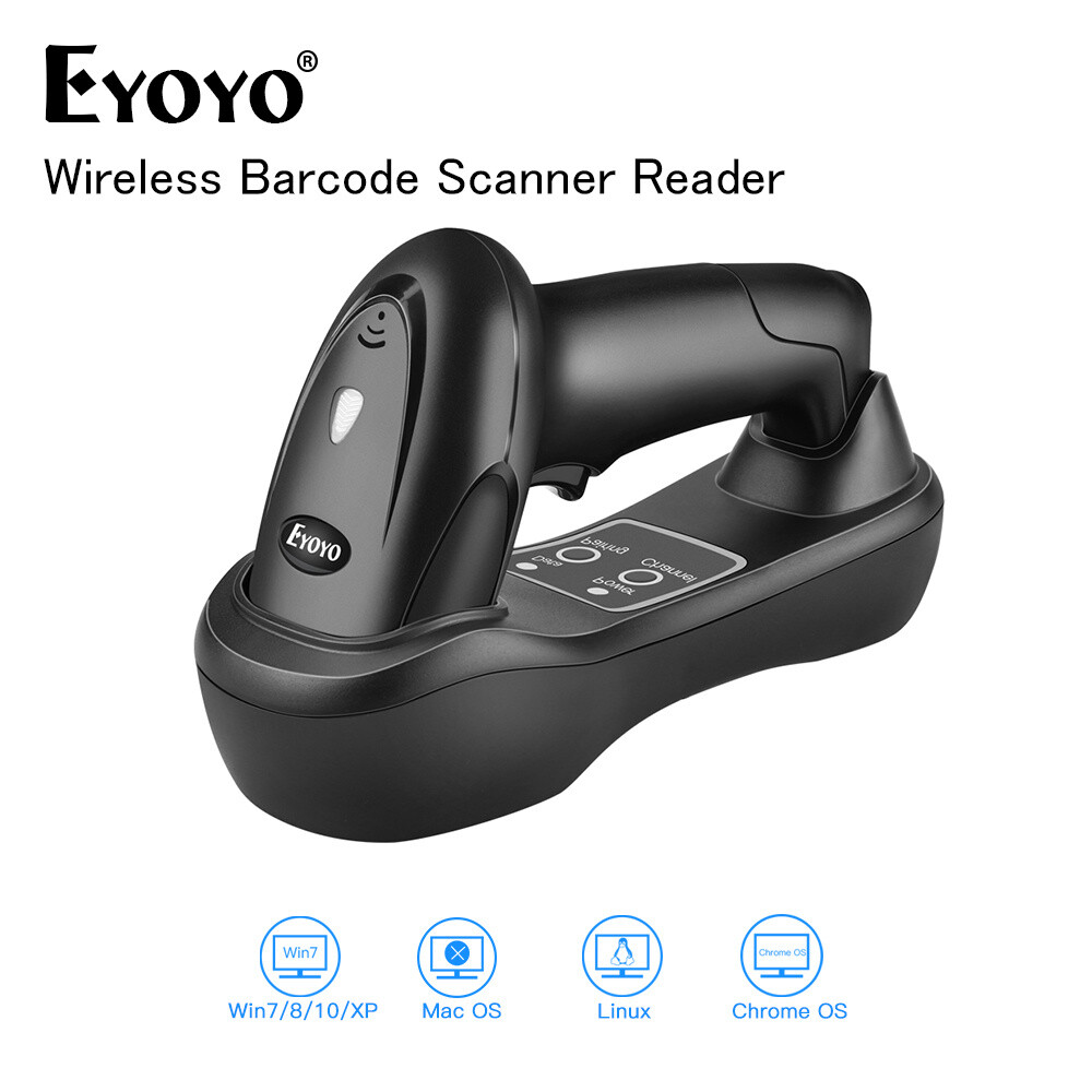 Eyoyo 1D Wireless Barcode Scanner Button Control for PC Windows 7/8/10/XP Mac OS