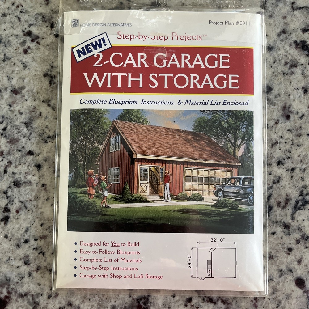 1995 2 Car Storage Garage Blueprint Pkg Complete Instructions Material List Plan