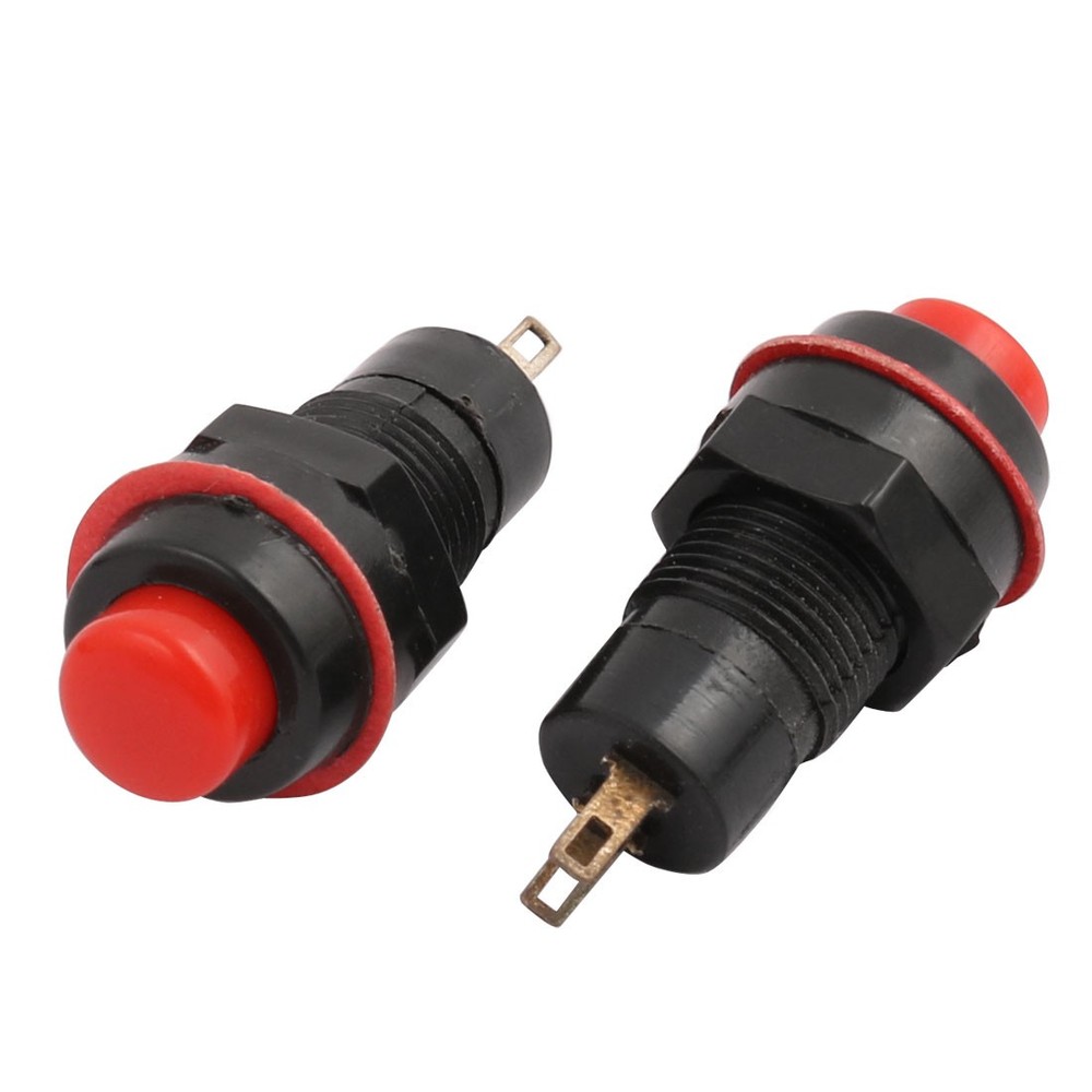 9Pcs 10mm Mini Waterproof Pushbutton Switch Momentary Type Red Plastic Head