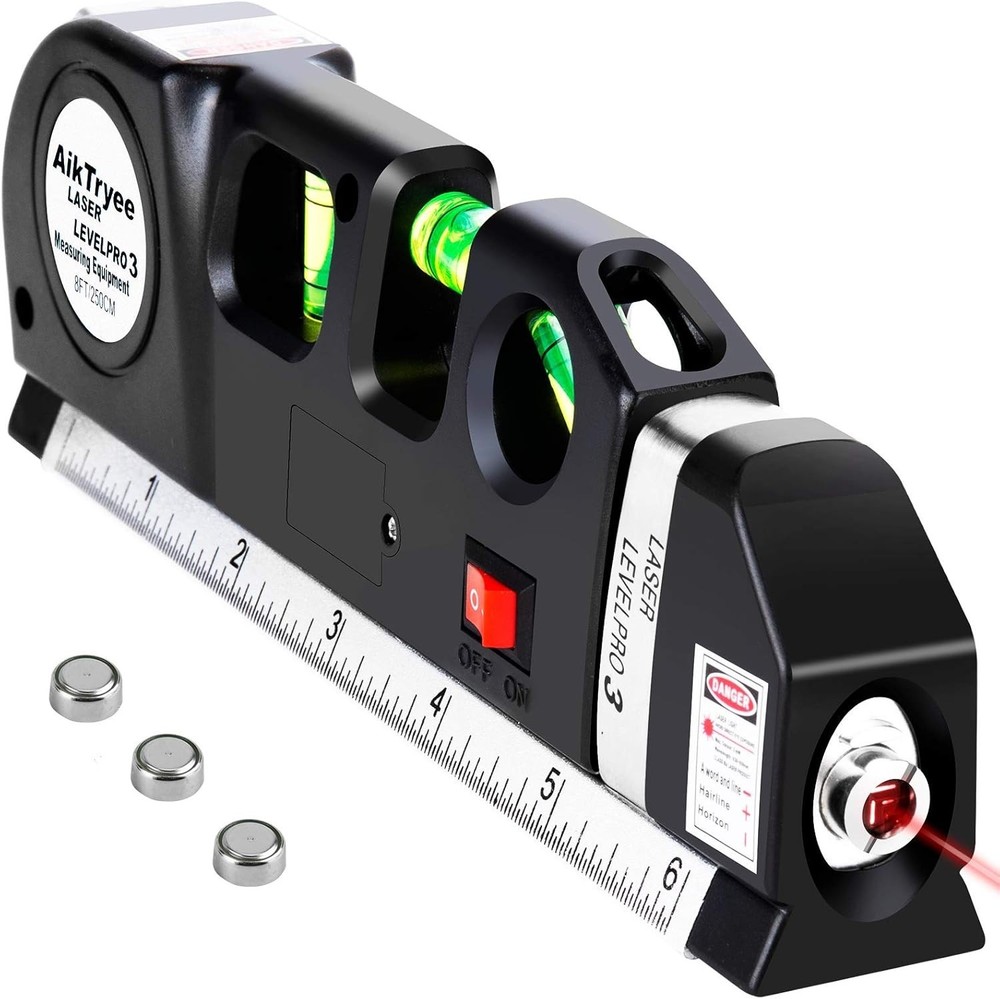 Laser Leveling Tool with Cross Line Function and 8ft Ruler for Precise Measuring