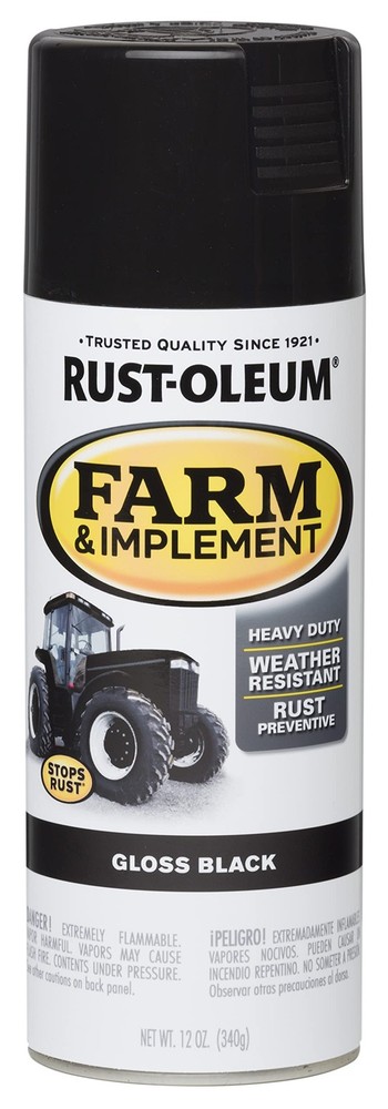 Farm & Implement Spray Paint 12 oz Gloss Black Metal Coating