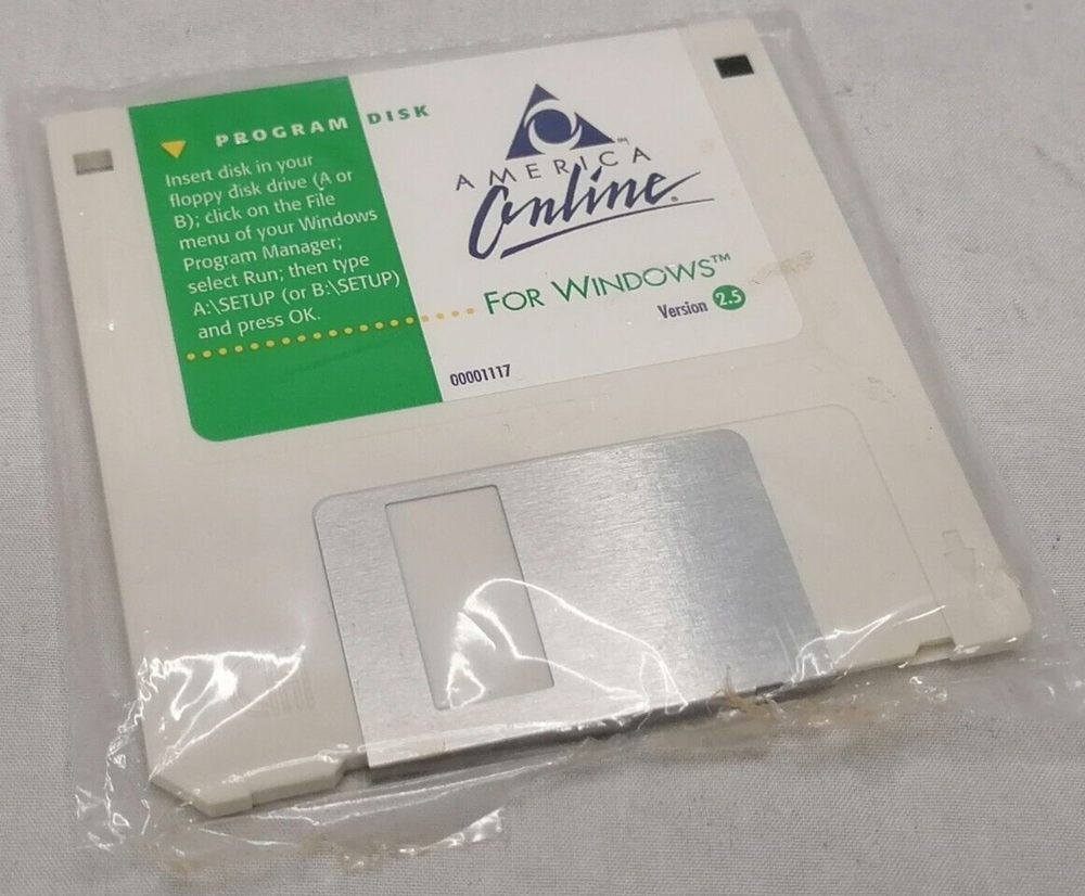 NIB Vintage 1995 America Online For Windows Program Disk Version 2.5