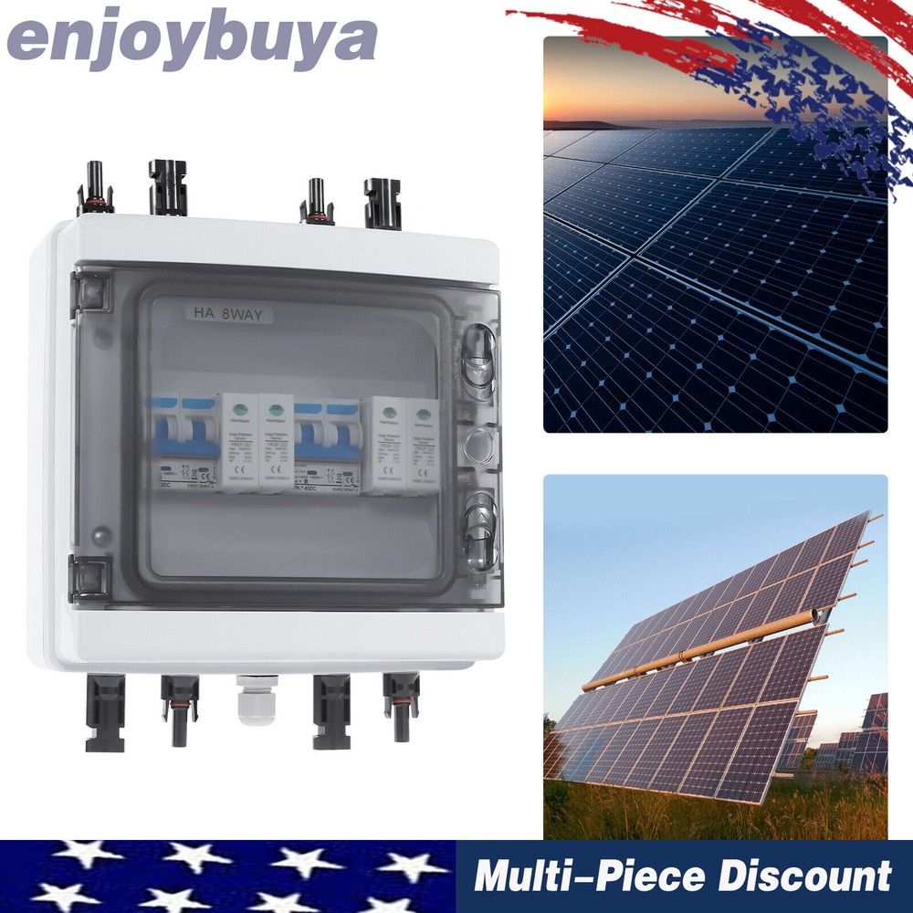 2 Strings Solar Combiner Box FIT Solar Panel Disconnect Switch Circuit Breaker