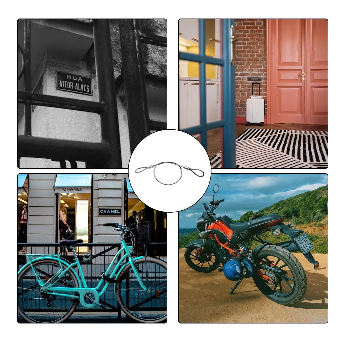 5 Pack Luggage Lock Safety Cable, Stainless Steel Cable with Loops, Stainless...