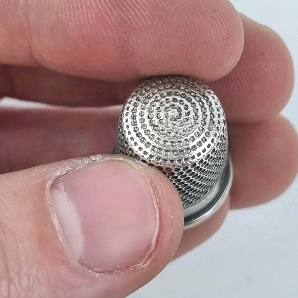 Antique Solid Silver Thimble Chester Hallmarks Rubbed