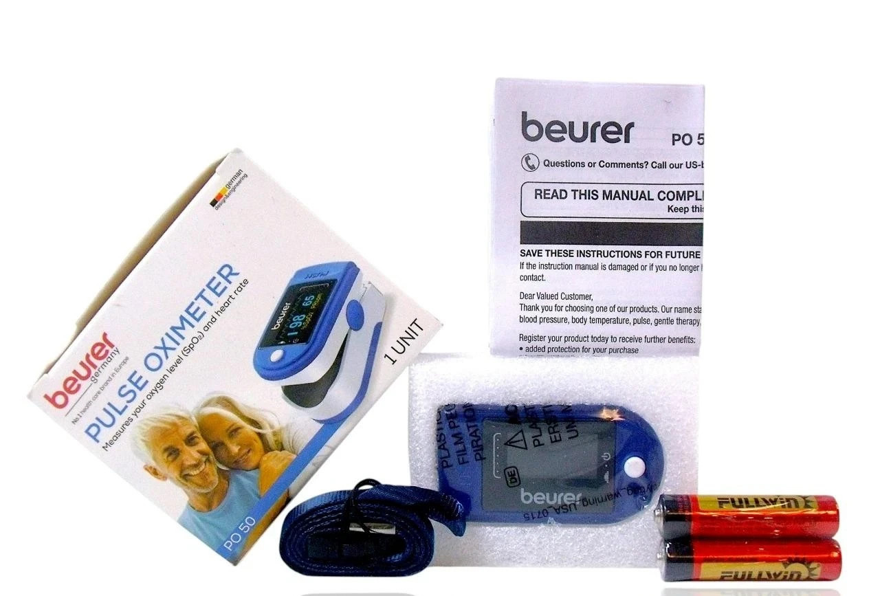 Beurer PO50 Fingertip Pulse Oximeter, Blood Oxygen Saturation Heart Rate Monitor