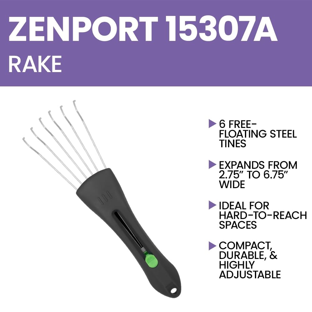 Zenport Adjustable Hand Rake 15307A, Green 1,