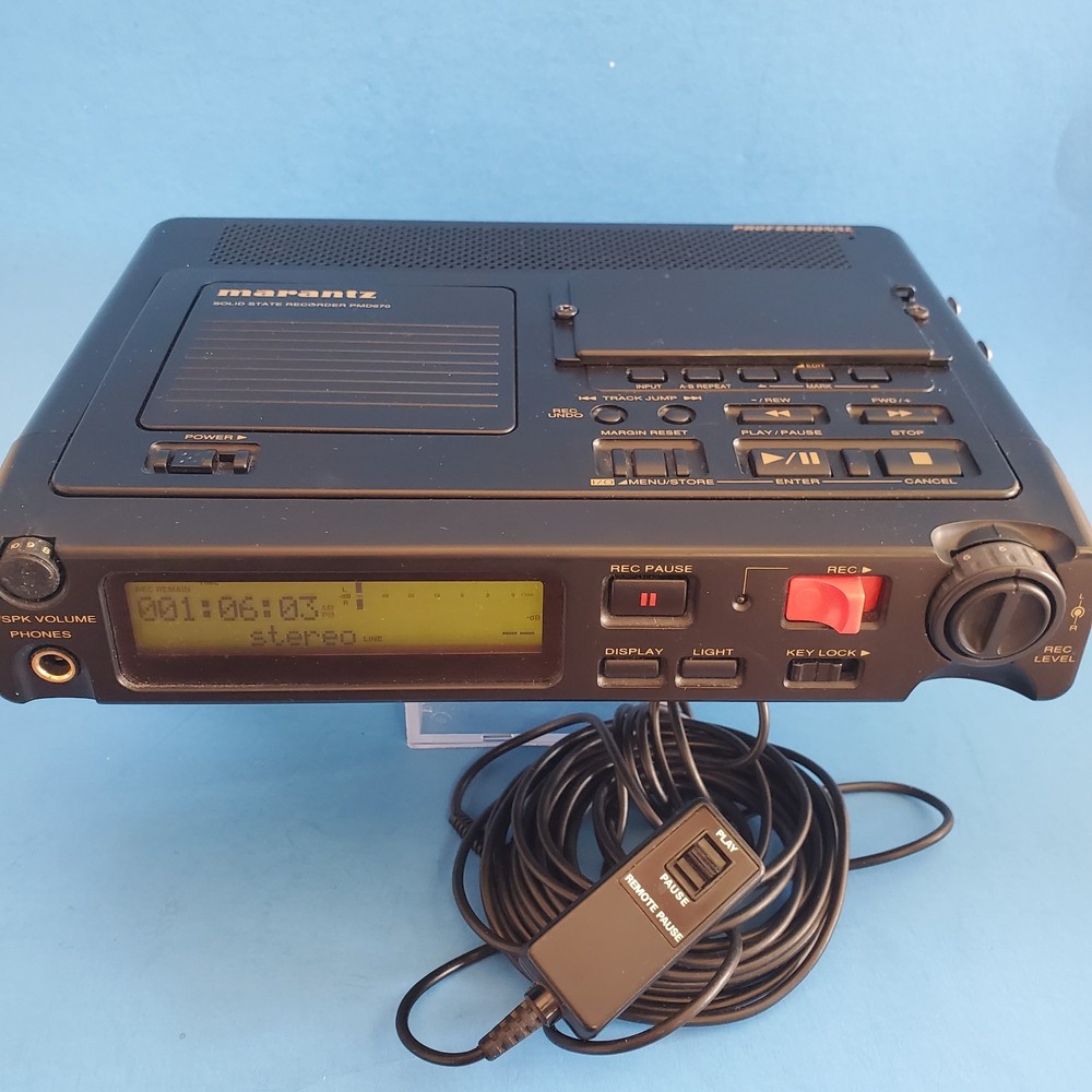 Marantz Solid State Recorder PMD670 U1B Power Cord play/pause Control Flash Card