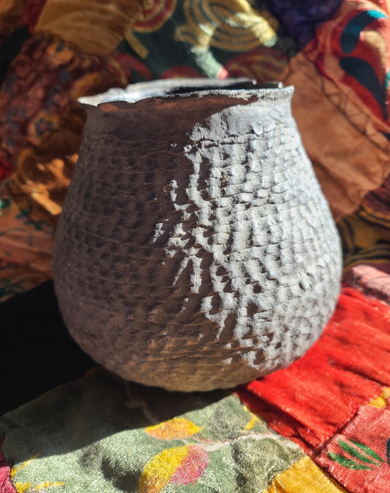 Ancient Anasazi Corrugated Olla Pot Jar Vessel 7" Tall Native American Artifact