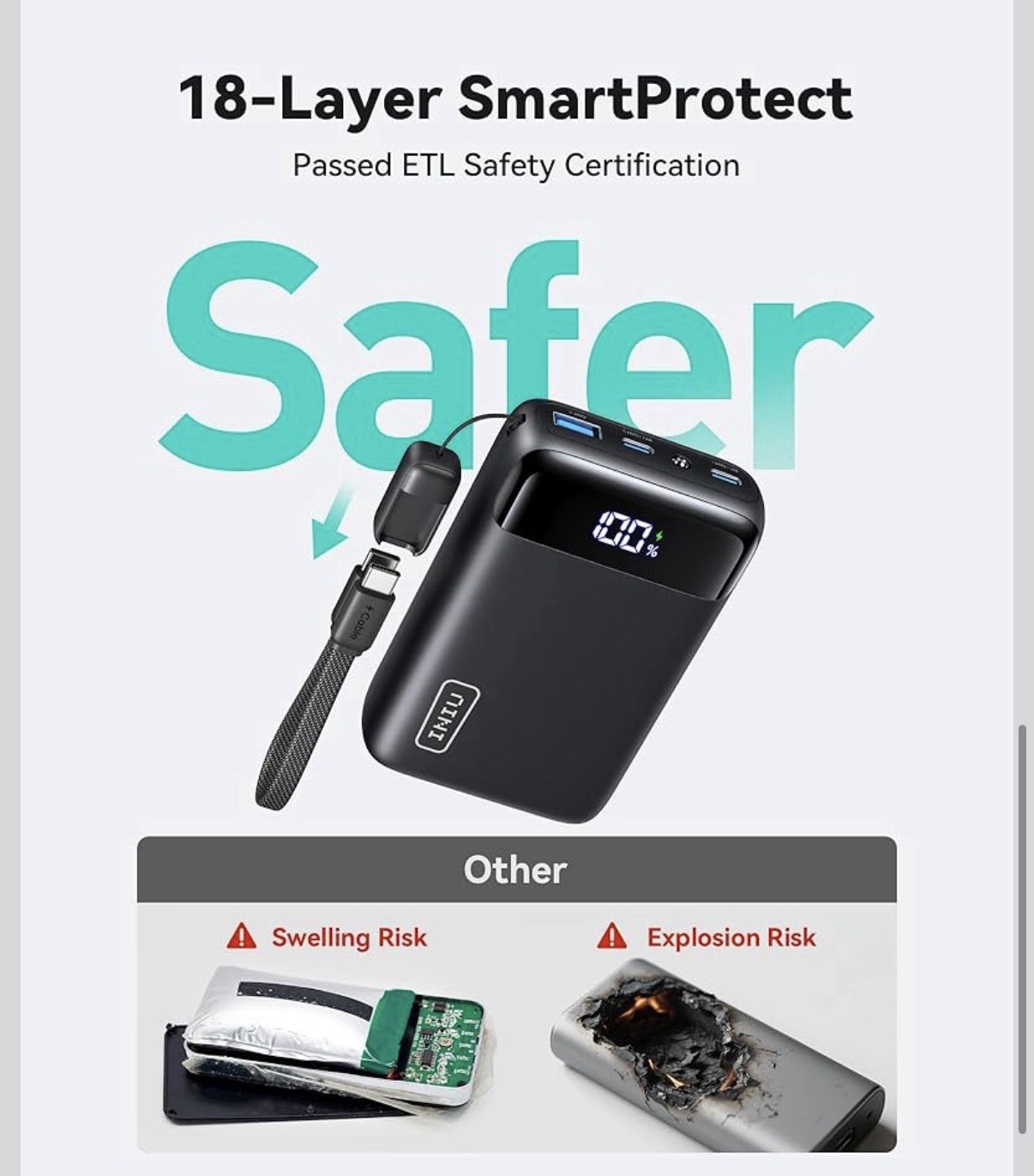 INIU Portable Charger Smallest 22.5W 20000mAh USB C in&Out Power Bank Fast Charg