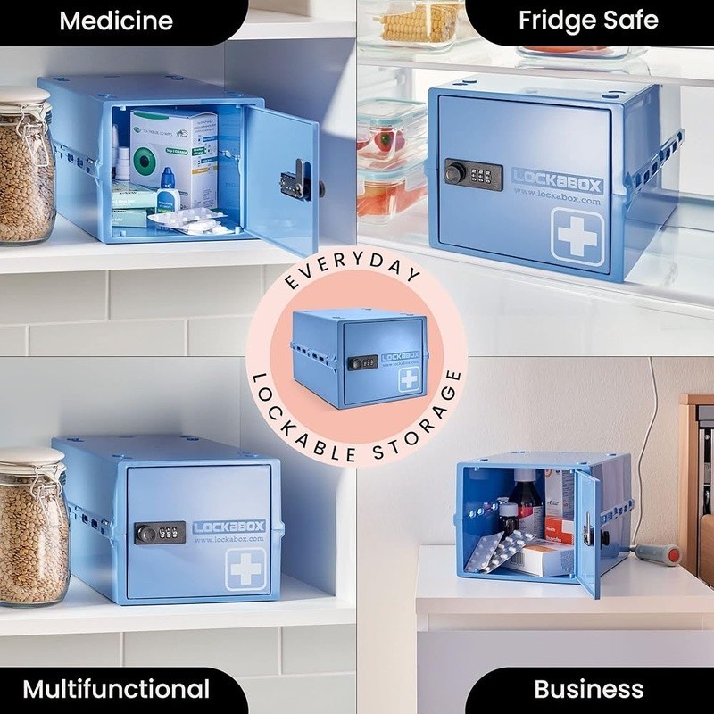 12"x8"x6.6"Premium Medicine Lock Storage Box Medium Medication Lock Box w/Code