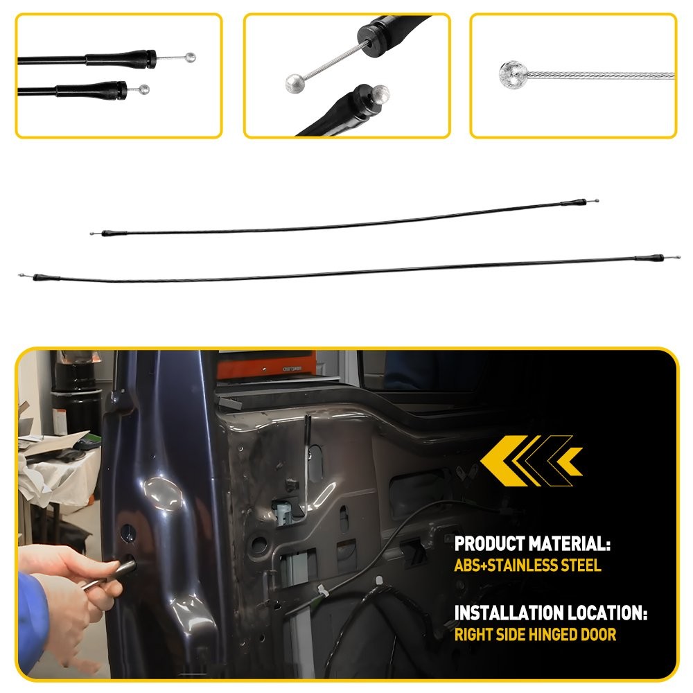 Release Cables Upper and Lower Latches Left Side Cargo Door for Ford E-150 E-250