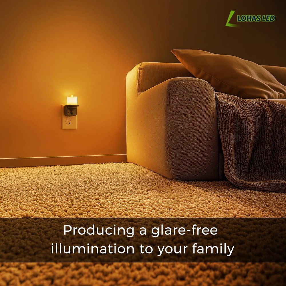 LED Amber Plug In Candle Night Light with Sensor