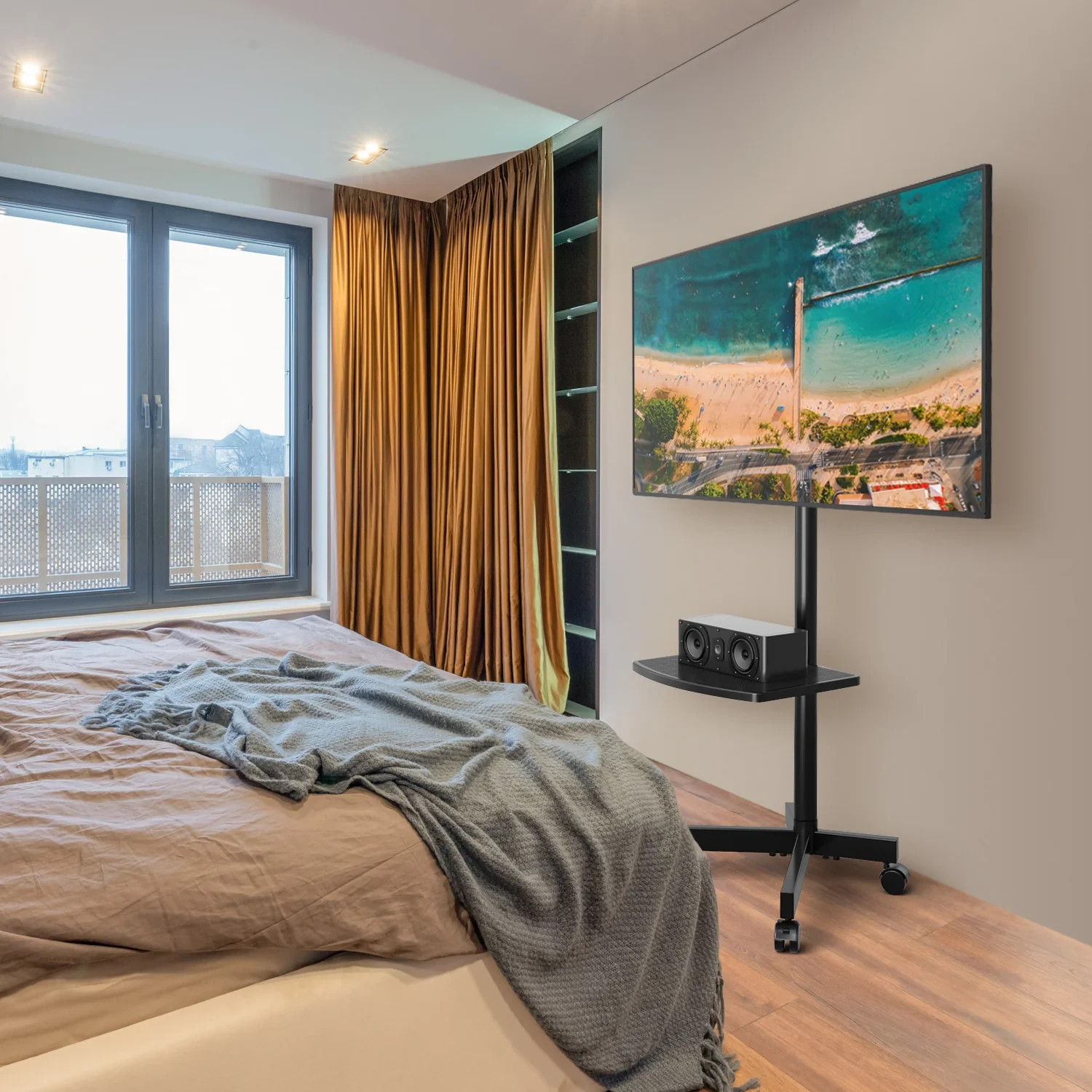 Rfiver Mobile TV Cart for 23-65 Inch TVs up to 88 lbs