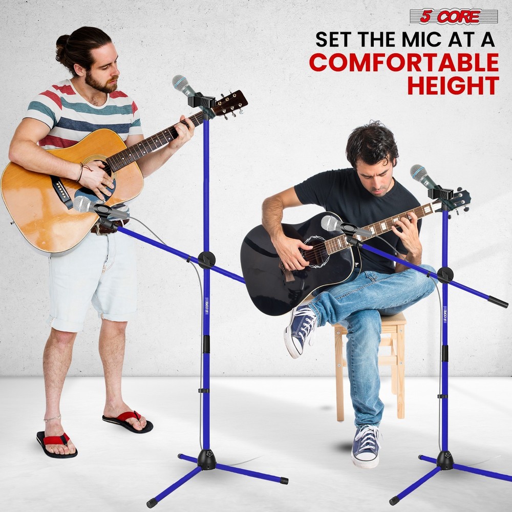 5 Core Microphone Stand Floor Height Adjustable w Extending Telescoping Boom Arm