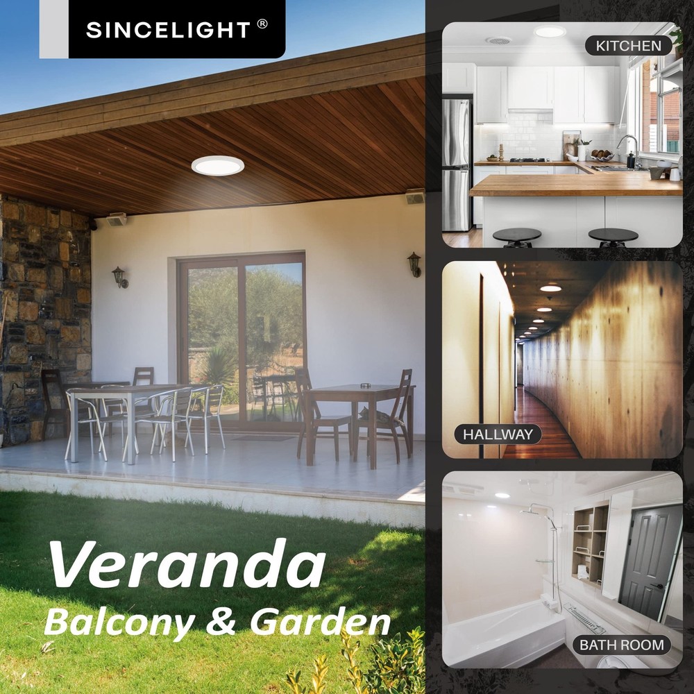 SINCELIGHT Ultra-Thin LED Ceiling Lights for Bathroom,Kitchen,Hallway,Closet ...