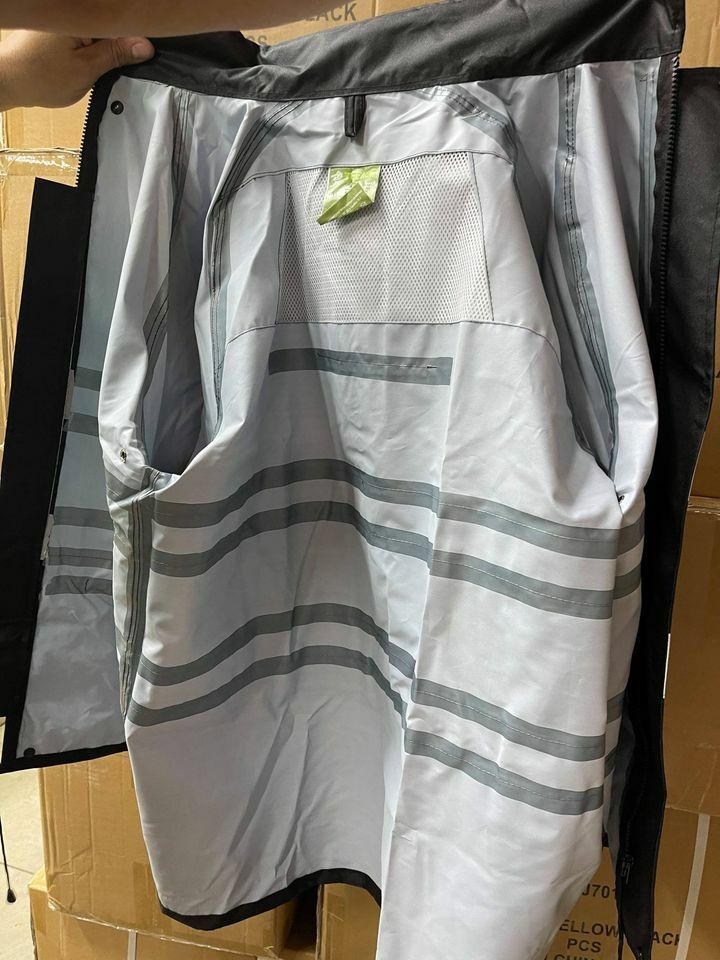 Black Safety Rain-suit, Rain Jacket With Hoodie and Rain Pants