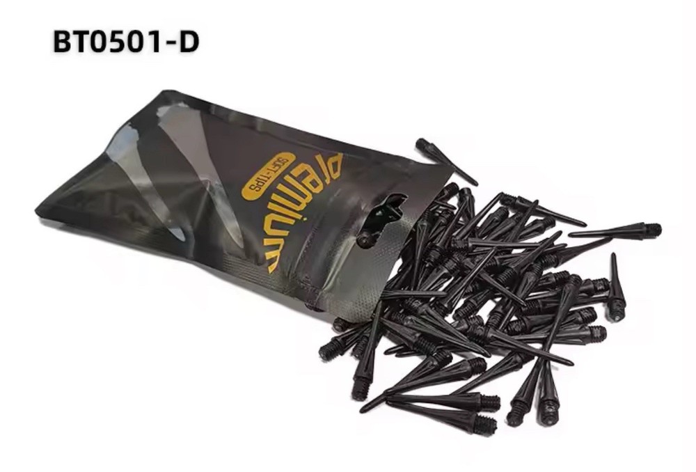 100pcs Soft Tip Dart Points 2BA Black Plastic Replacement Tips