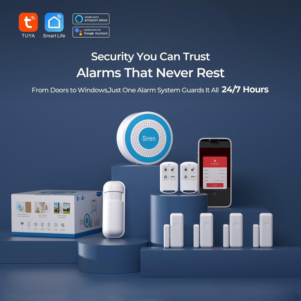 PGST Wireless Home Alarm System,Smart Security System with Tuya 8 PCS