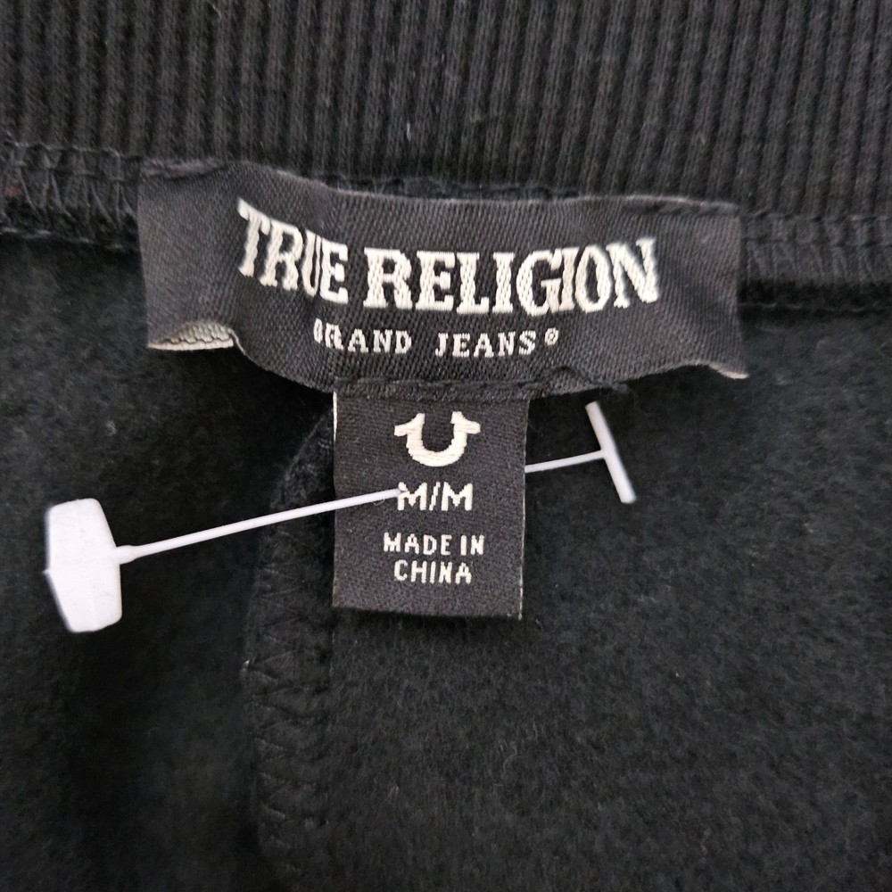 True Religion Joggers Black Logo Cotton Blend Drawstring Medium