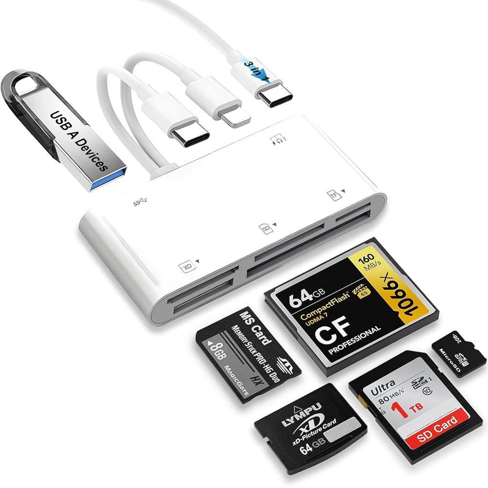 5 in 1 Memory Card Reader USB 3.0 OTG Adapter SD Card Reader For iPhone/iPad~
