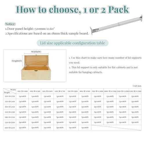 2 Pack Lid Support with Hinges Stainless-Steel 2 Pack with Full Overlay Hinges