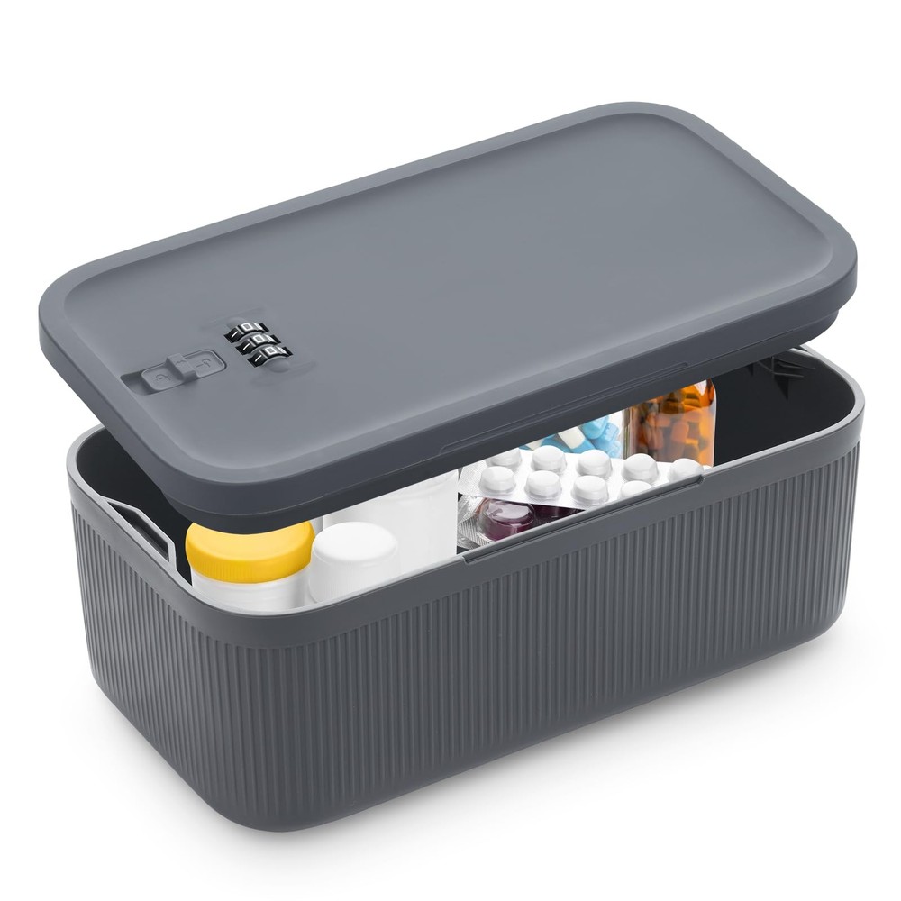 Lockable Storage Box, Small Lock Box with Combination Code for Phone/Medicine...
