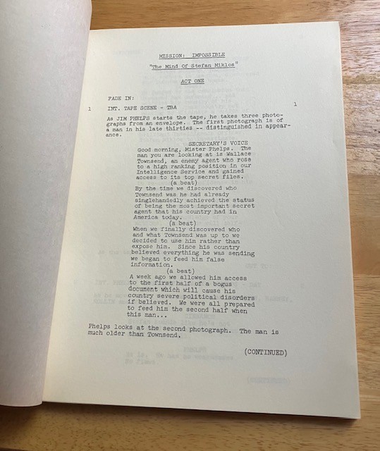 MISSION: IMPOSSIBLE script Mind Of Stefan Miklos FIRST DRAFT PRE-PRODUCTION ONLY