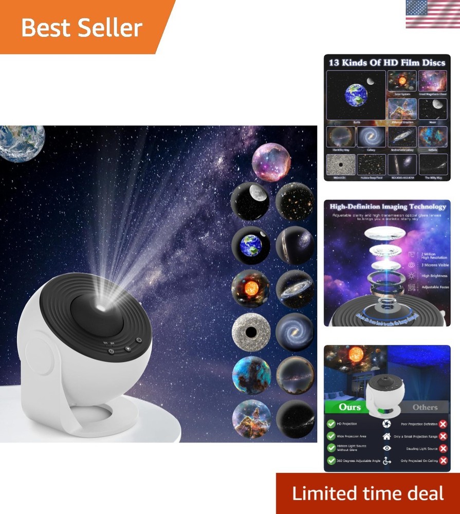 Realistic Starry Night Light Projector - 360° Rotation & Adjustable Focus