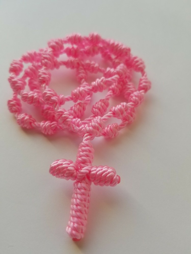 Nylon Rosary Knotted Cord Pink