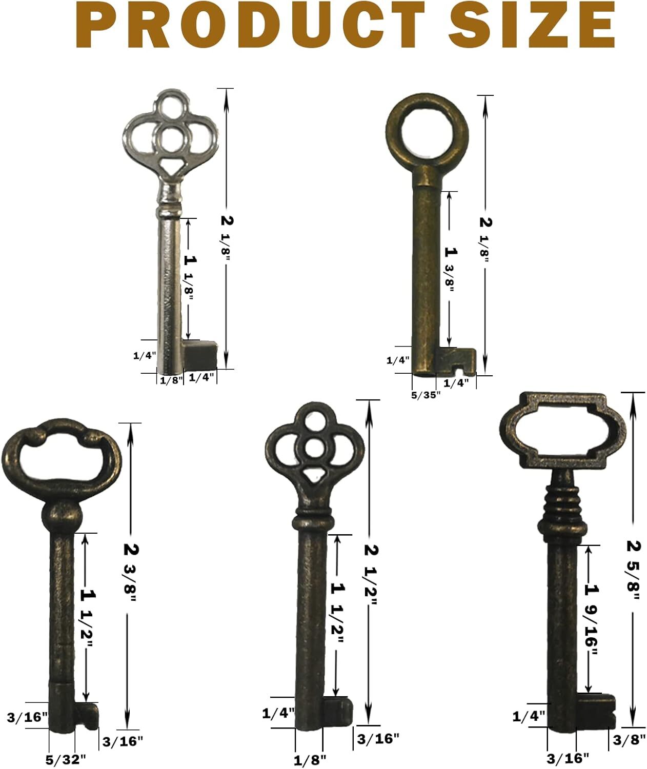 10PCS Universal Skeleton Keys Replacement for Vintage Antique Furniture