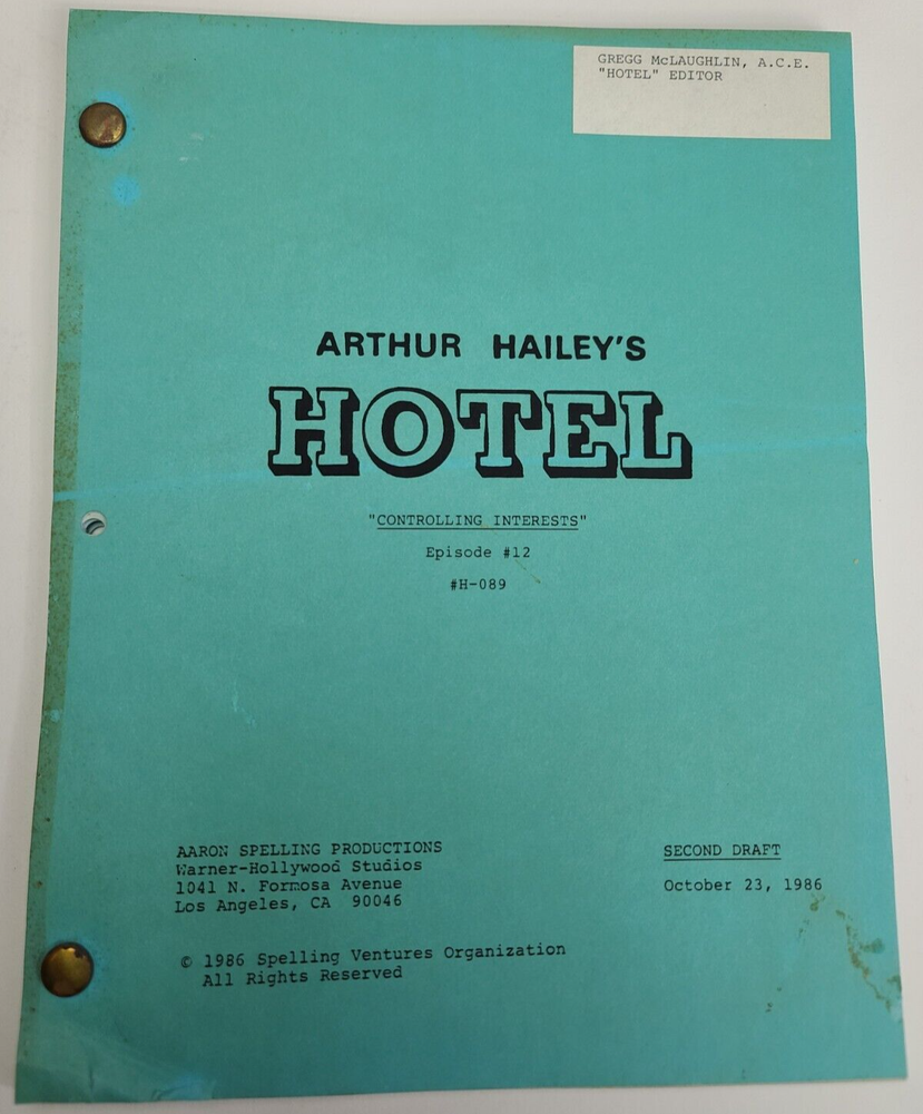 HOTEL / J.P. Brown 1986 TV Script, Morgan Stevens "Controlling Interests"