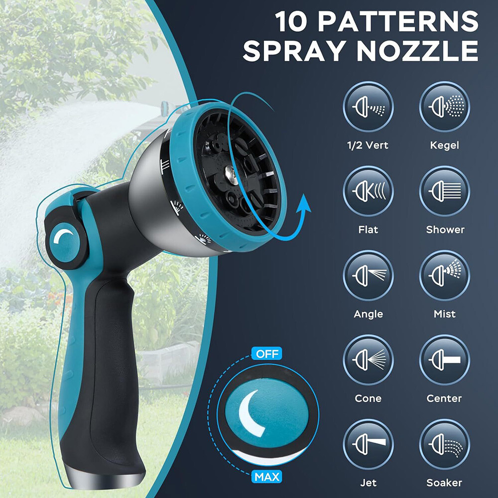 Garden Hose 50ft 100ft Non-Expandable Water Hose Kink Free Lightweight + Nozzle