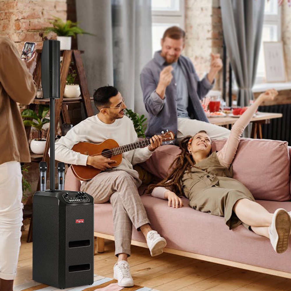 5000W 8"Portable Bluetooth Line Array DJ/PA Speaker System w/2 Wireless Microphe