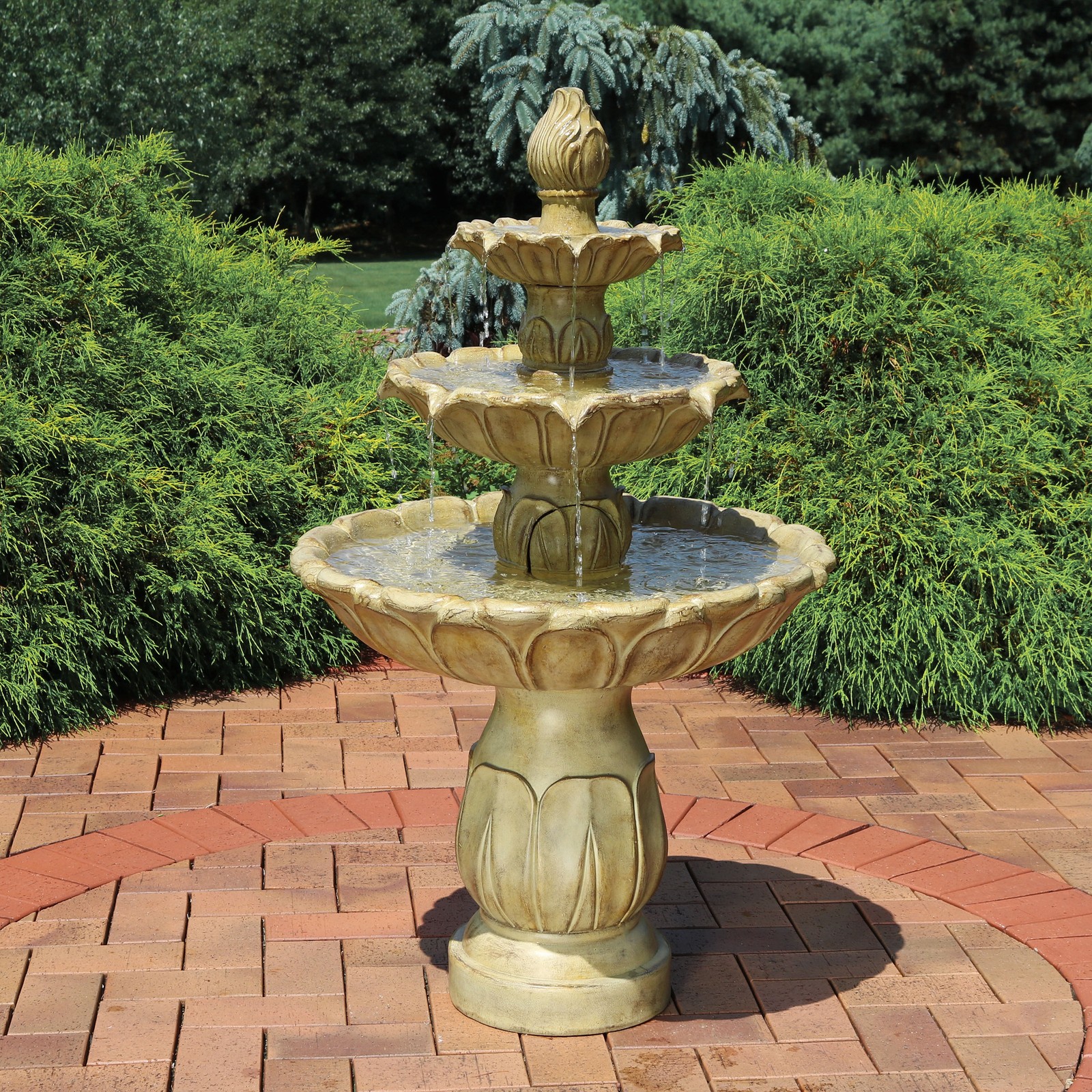 Classic Tulip Polystone Outdoor 3-Tier Fountain - Stone by Sunnydaze