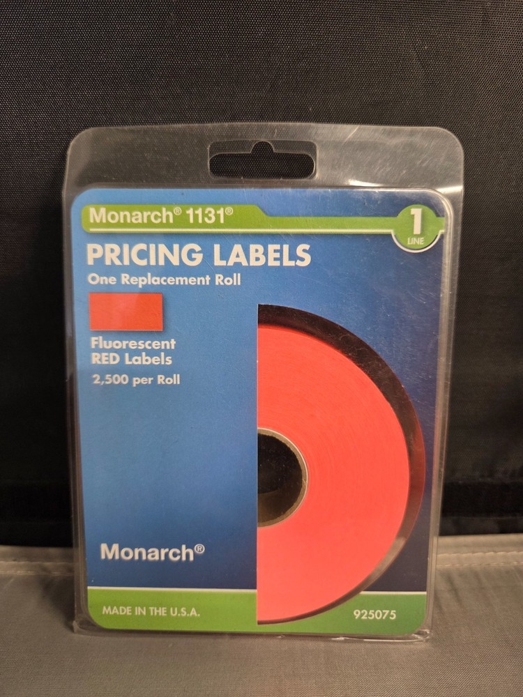 Monarch 1131 Pricing Label One Replacement Roll Fluorescent Red 2500 Per Roll