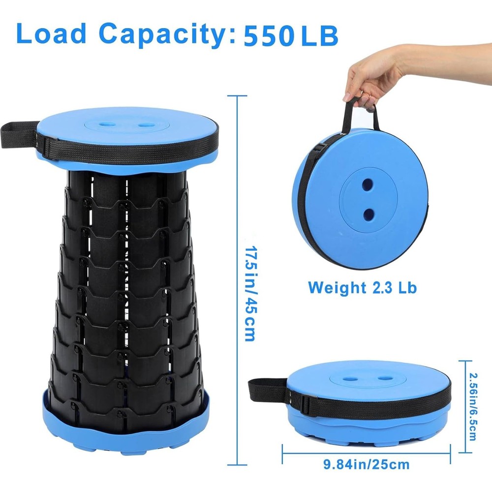 Foldable Telescoping Stool Portable, Retractable Stool for Adults, Upgraded C...