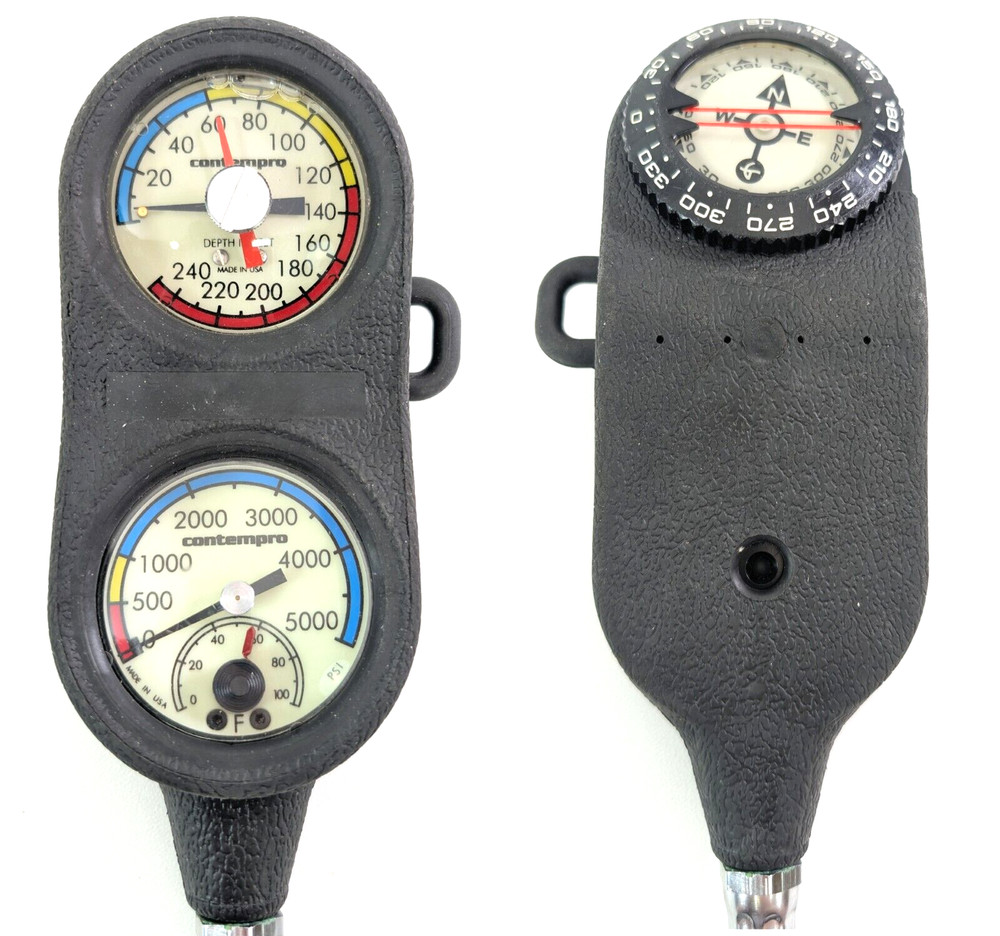 Contempro Navigator 3 Gauge Scuba Dive Complete Console SPG, Depth, Compass