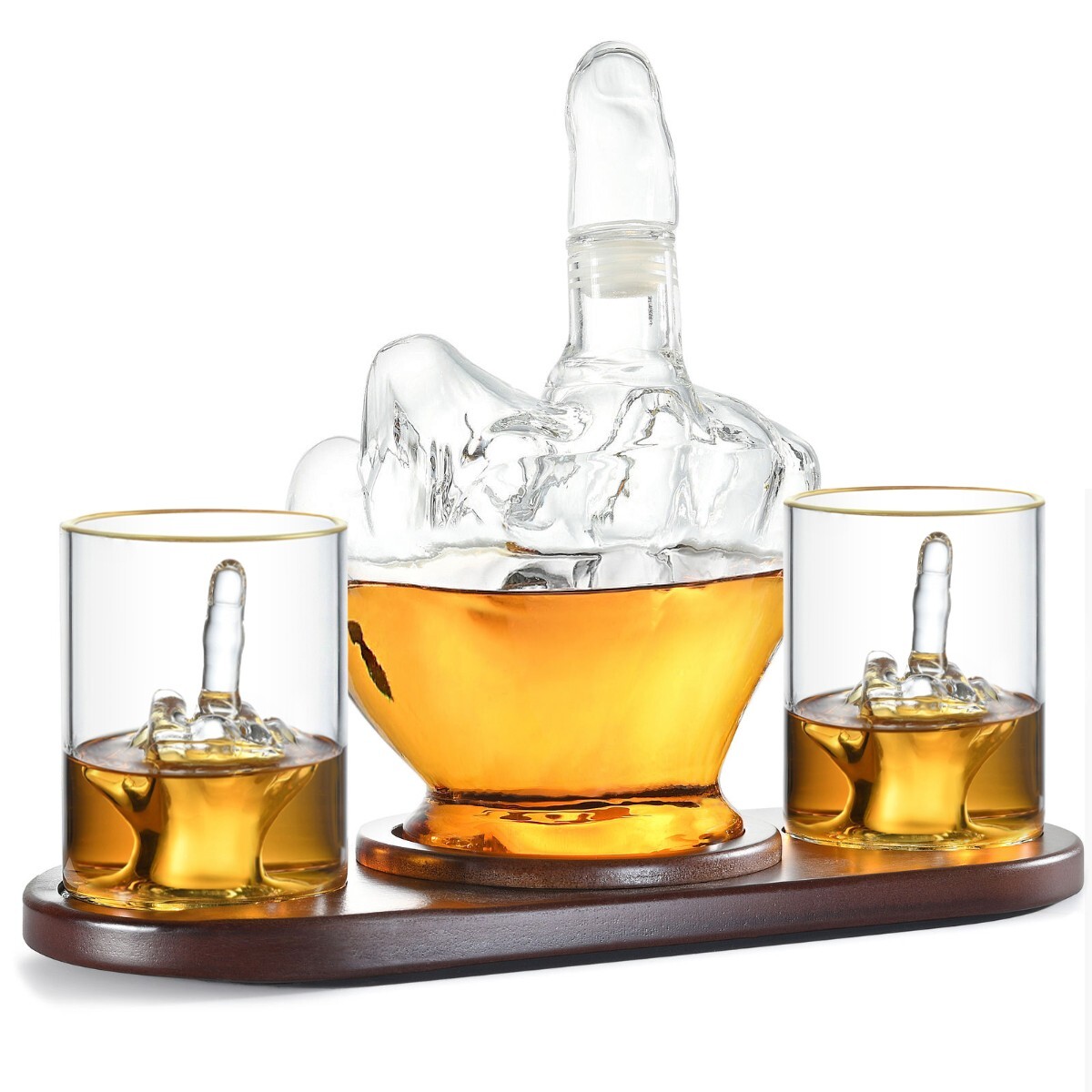 Middle Finger Whiskey Decanter Set - Wine Container & Middle Finger Glasses