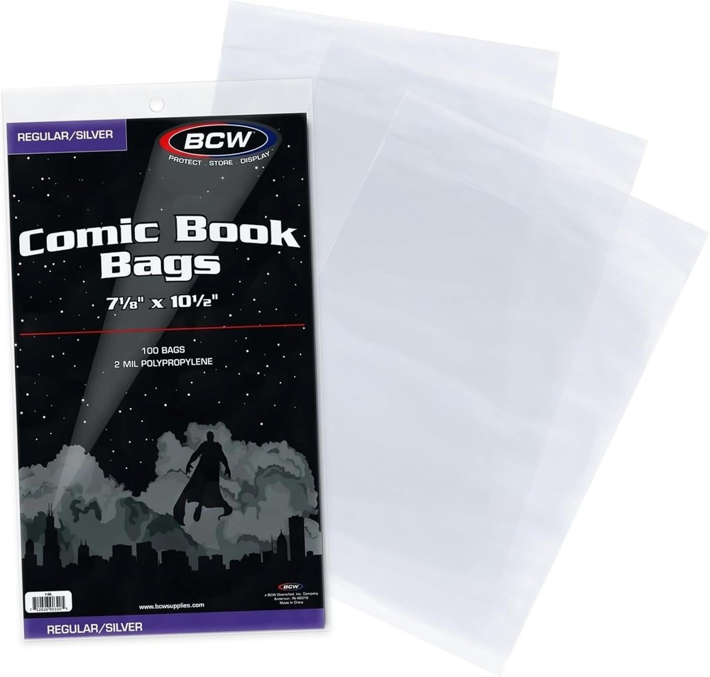 Crystal Clear Silver Age Comic Bags - 100 Pack | Preserve & Display Your Comics
