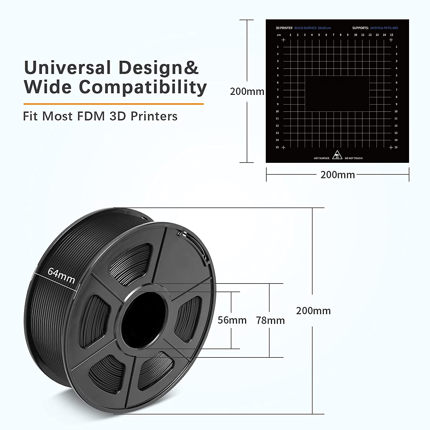 JAYO 10Rolls 1.75mm Filament 3D Printer PLA PLA+ SILK PETG 1.1KG Low Shrinkage